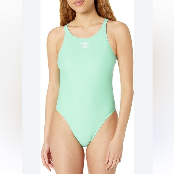 Adidas Women's Swimsuit Mint Originals Trefoil One-Piece M beach vacation resort - Picture 1 of 11